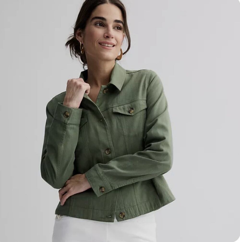 Croft & Barrow Women's Green Manolo Jacket Size Large Pockets Trucker Style